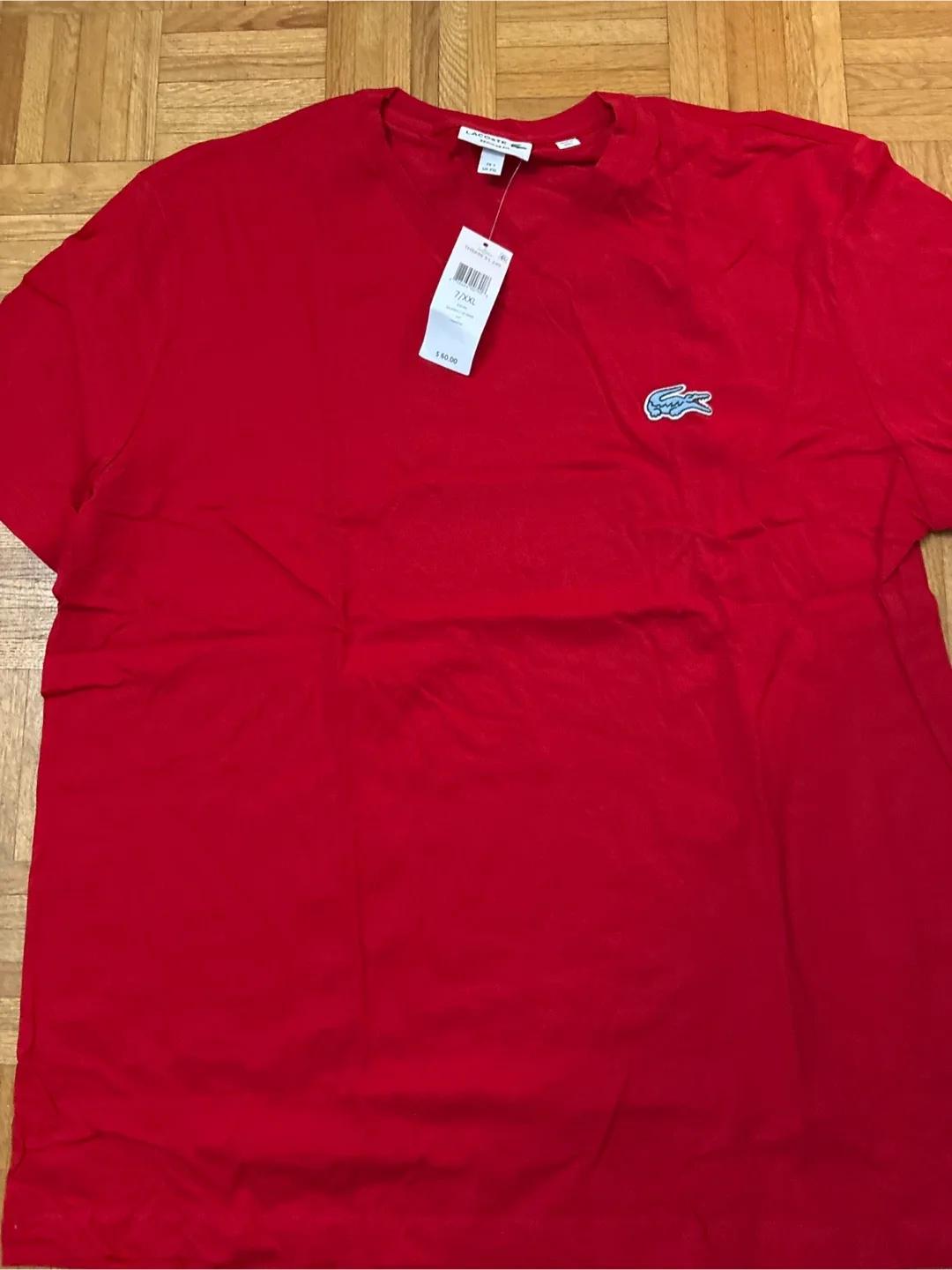New Lacoste Red V-Neck T-Shirt XXL