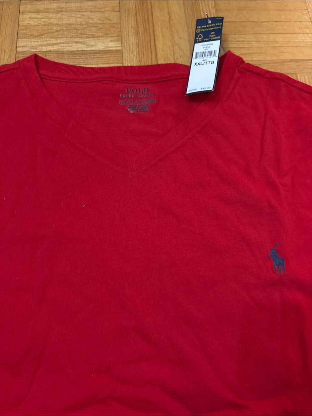 Polo Ralph Lauren Red V-Neck T-Shirt XXL image indicator(2)