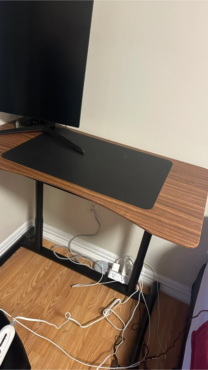 Adjustable Desk - Walnut Wood and Black