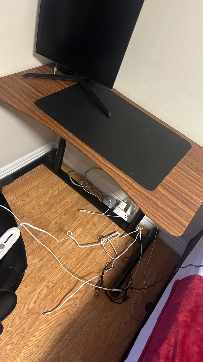 Adjustable Desk - Walnut Wood and Black - photo 2