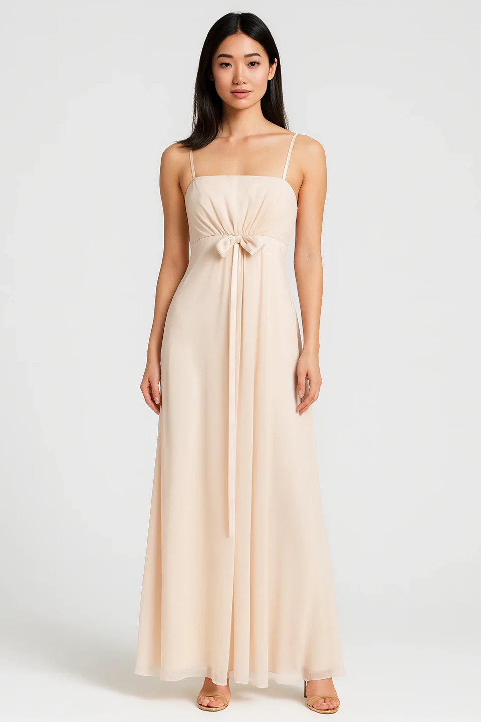 Like New Champagne Maxi Dress (S) thumbnail