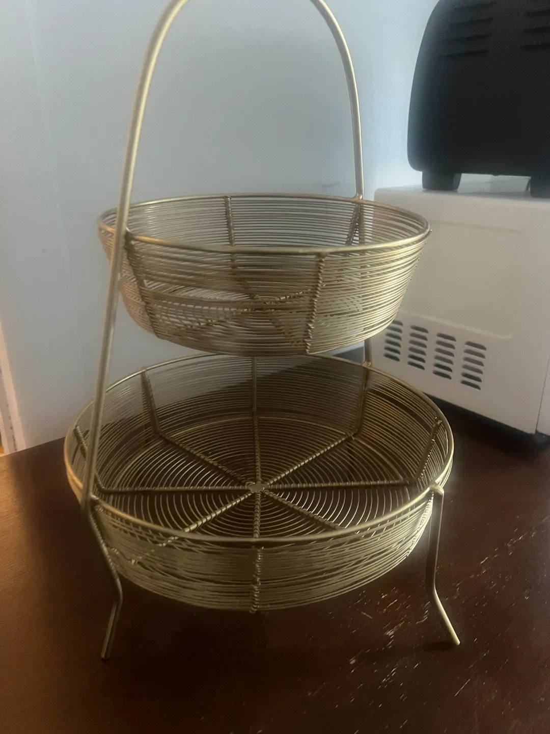 Gold Metal 2-Tiered Basket Stand image indicator(3)