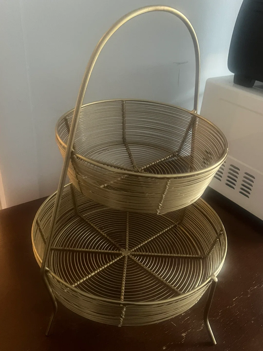 Gold Metal 2-Tiered Basket Stand