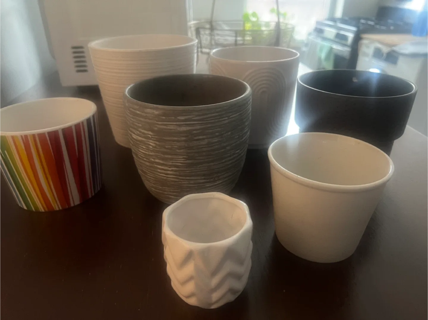 Assorted Decorative Plant Pots - Set of 7