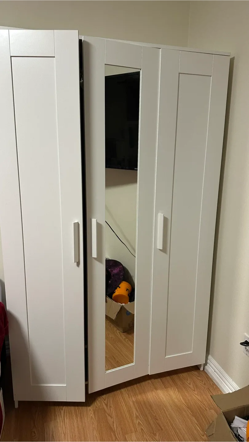 Ikea White Wardrobe with Mirror thumbnail