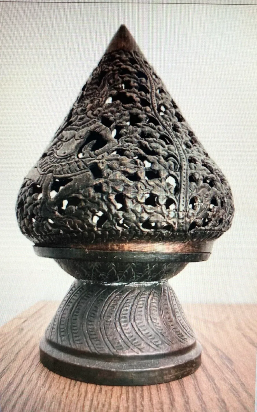 Decorative Carved Metal Candle Holder thumbnail