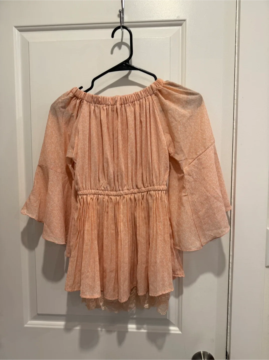 Peach Floral Off-the-Shoulder Blouse