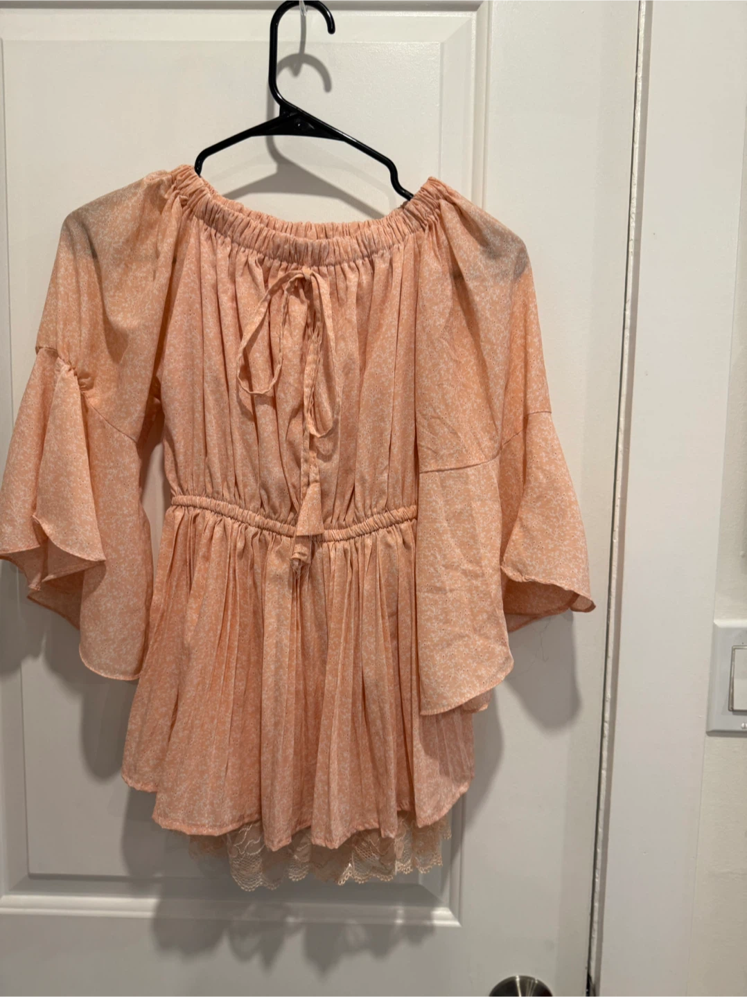 Peach Floral Off-the-Shoulder Blouse - photo 3