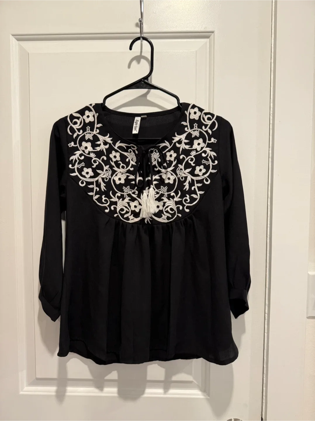 Eighth Girl Black Embroidered Blouse