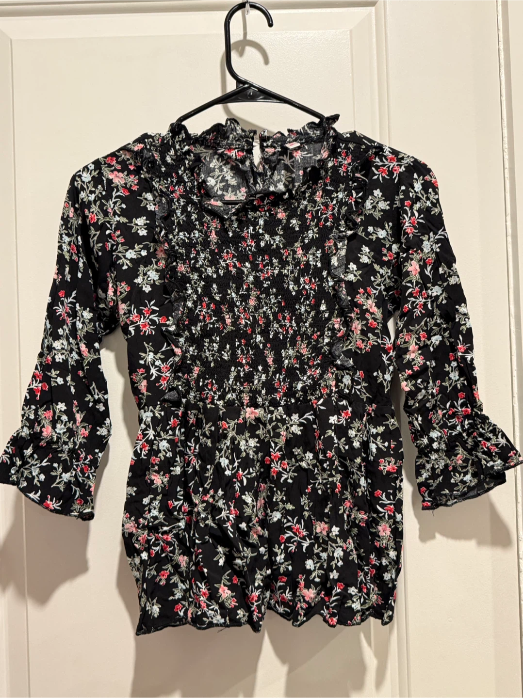 Floral Print Smocked Blouse - photo 2