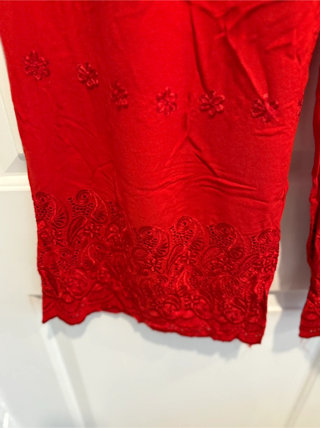 Red Embroidered Pants - photo 4