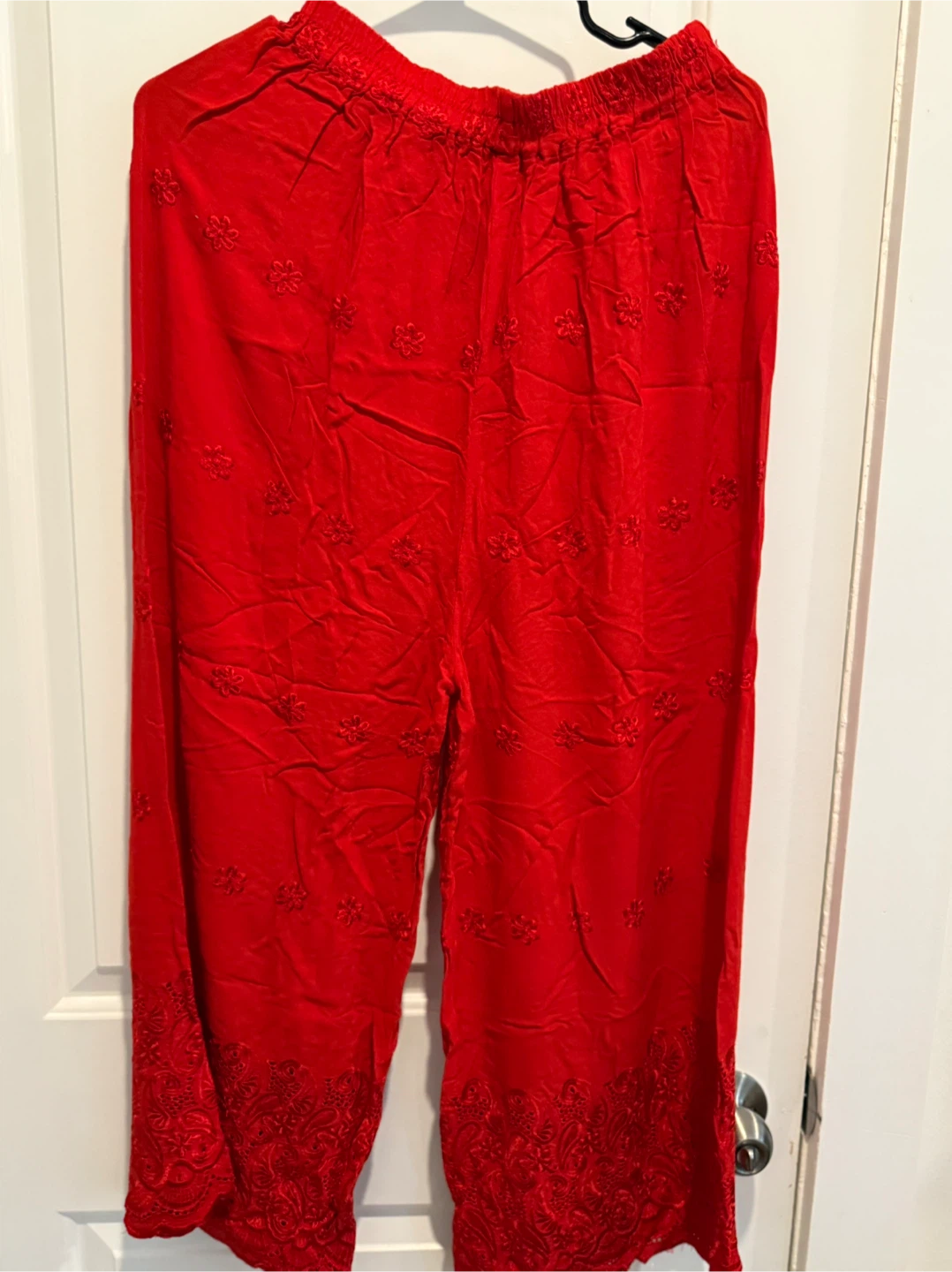 Red Embroidered Pants - photo 5