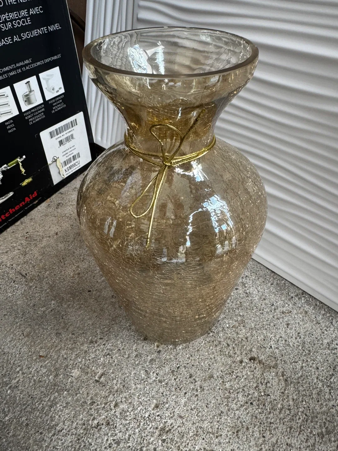 Decorative Crackle Glass Vase - Gold Accent image indicator(2)
