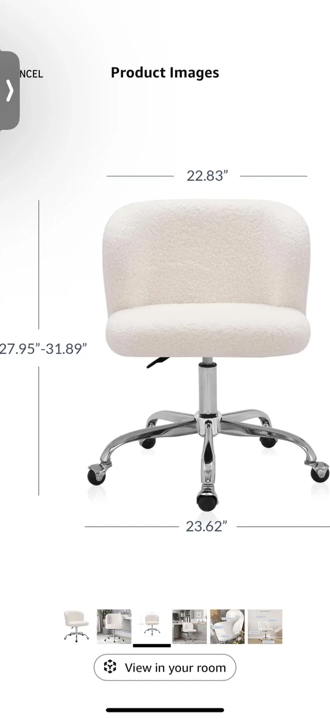 White Boucle Swivel Desk Chair image indicator(2)