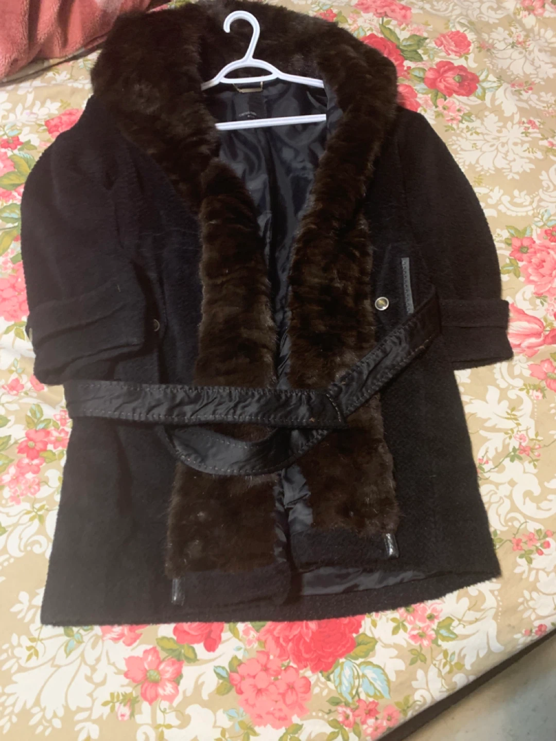 Carrie Note Wool Blend Coat with Fur Trim - photo 2