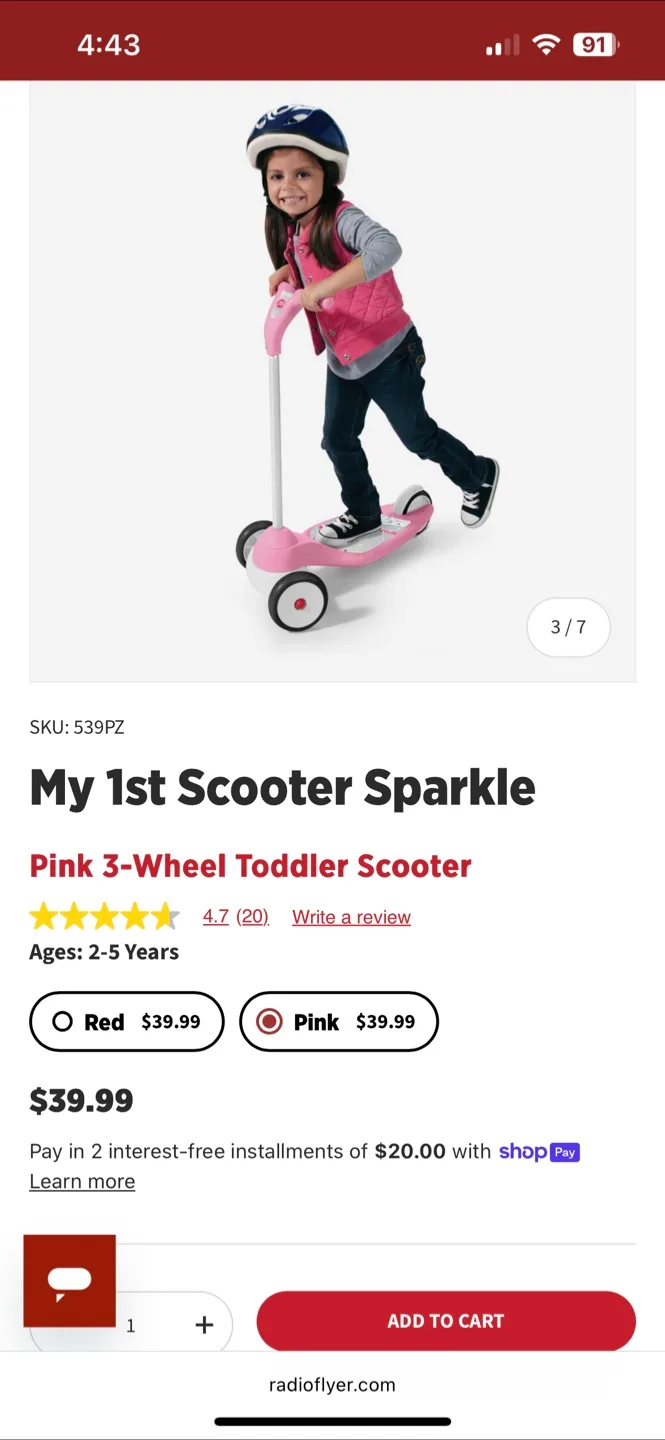 Radio Flyer My 1st Scooter Sparkle Pink image indicator(2)