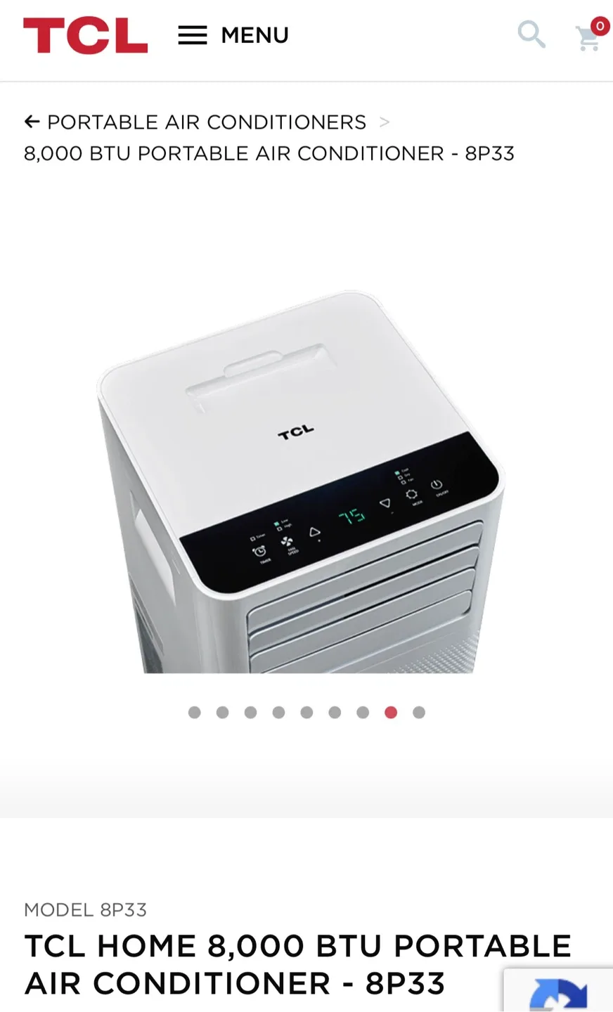 Portable Air Conditioner TCL 8P33 - 8000BTU image indicator(8)