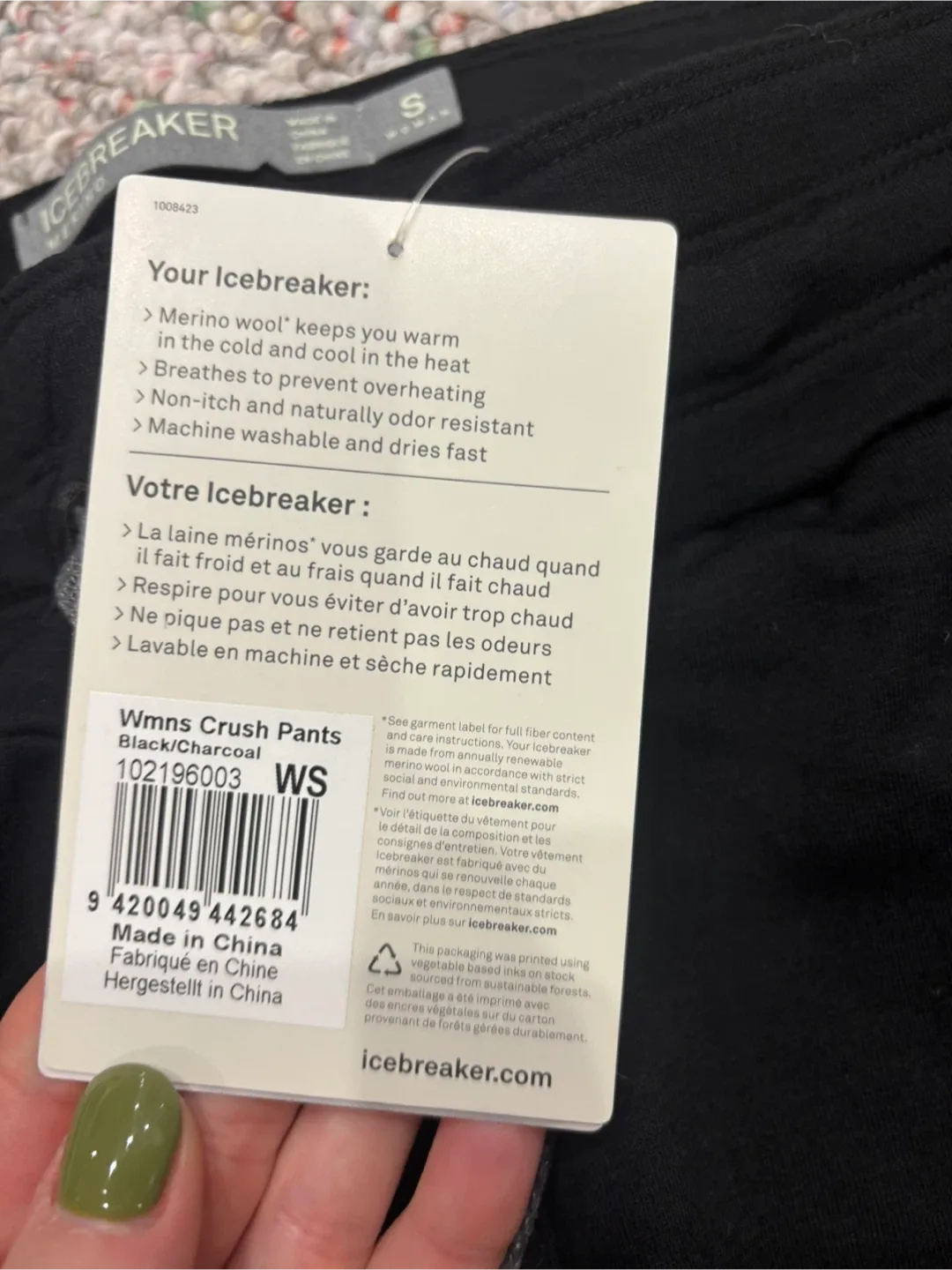 Icebreaker Wmns Crush Black/Charcoal Pants Size S image indicator(3)