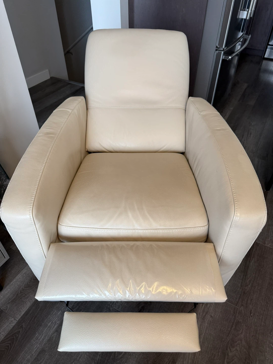 Leather Recliner Chair - Cream Colour
