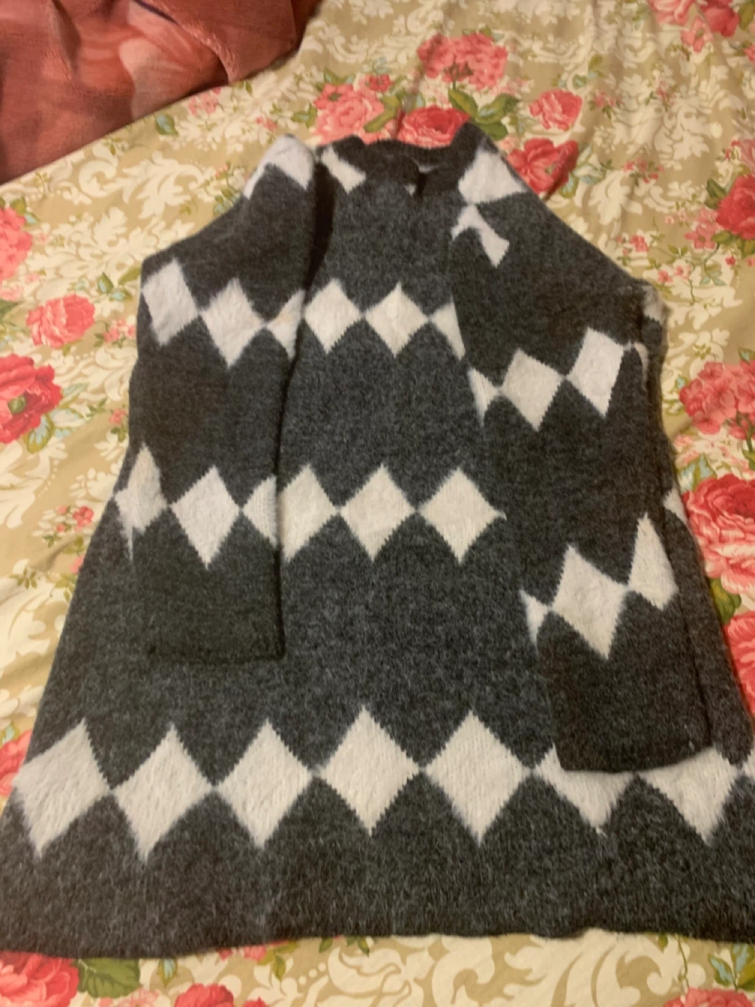 Grey & White Patterned Knit Cardigan - photo 3
