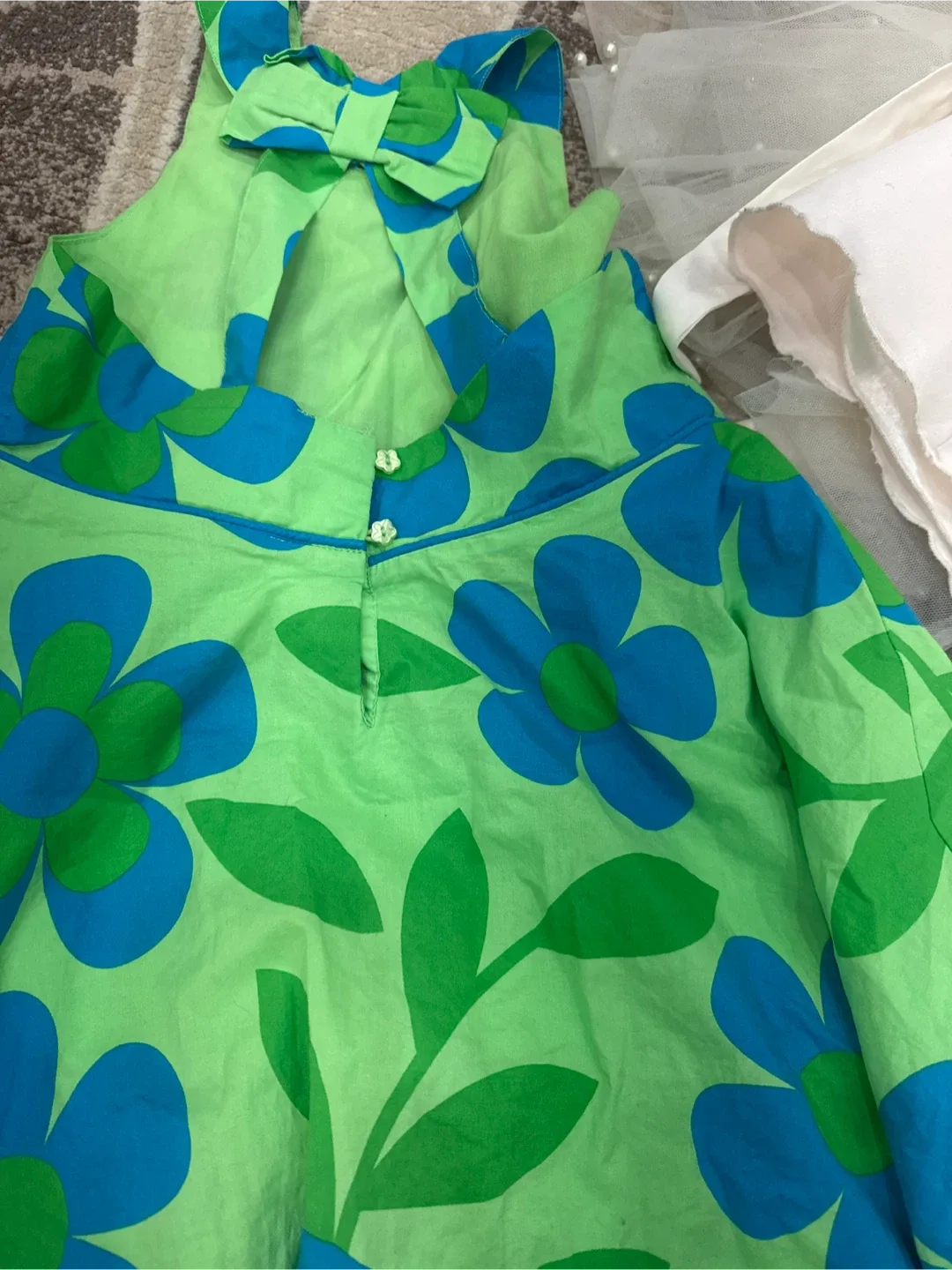 Green & Blue Floral Pattern Dress image indicator(2)