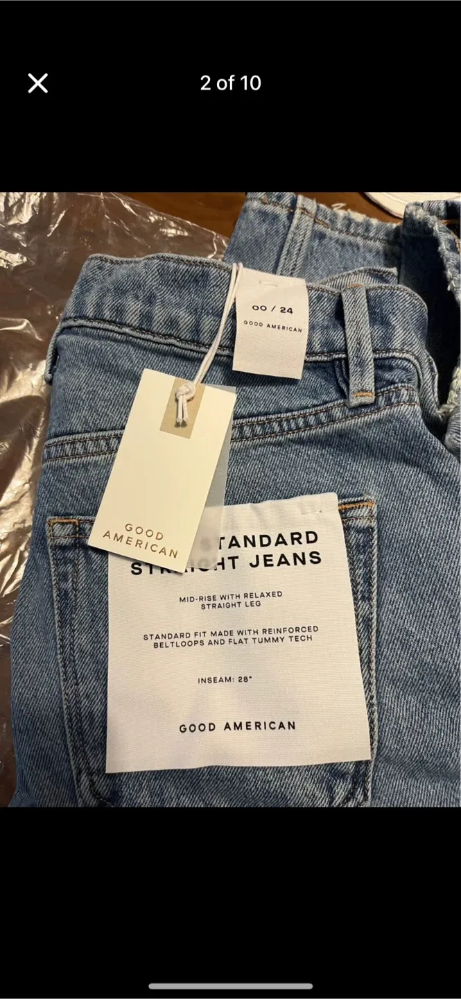 BNWT Good American Good Standard High Rise Straight Leg Jeans image indicator(2)