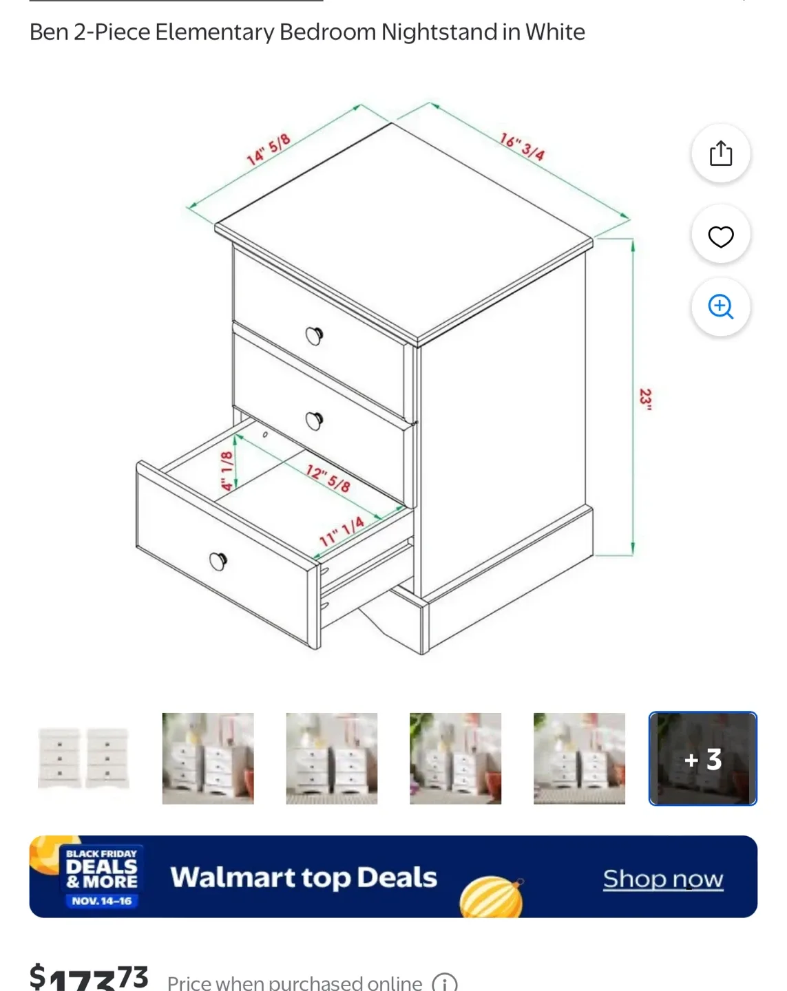 A Single White 3-Drawer Nightstand image indicator(7)
