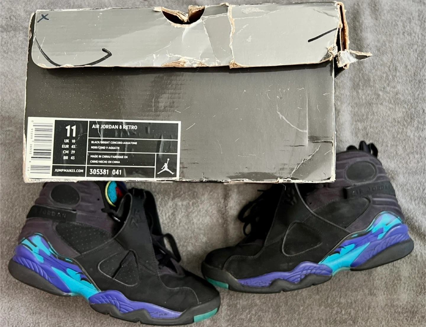 Air Jordan 8 Retro Black/Bright Concord - Size 11