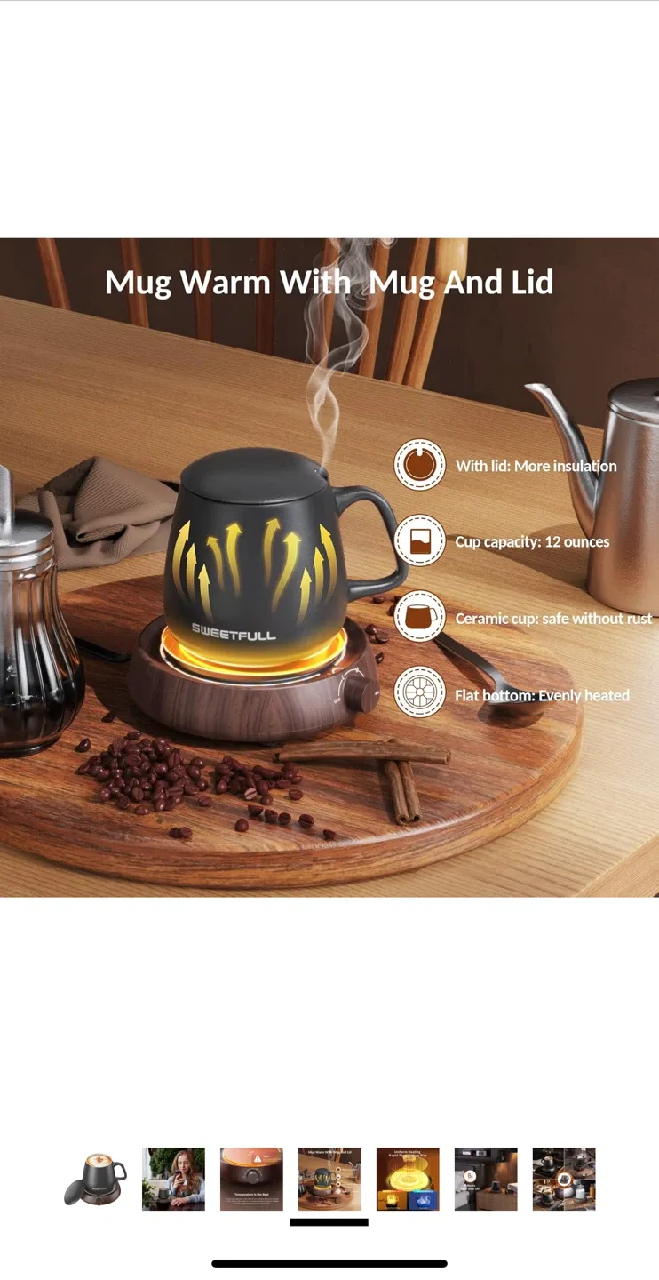 SWEETFULL Mug Warmer with Mug & Lid image indicator(4)