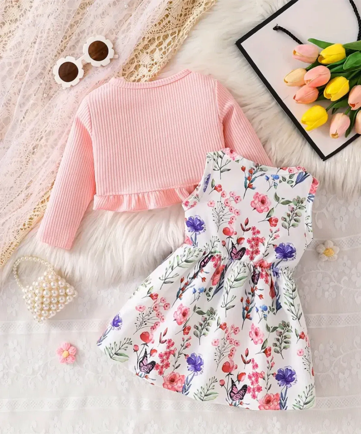 Brand new - Floral Dress & Pink Cardigan Set (18-24mos) image indicator(2)