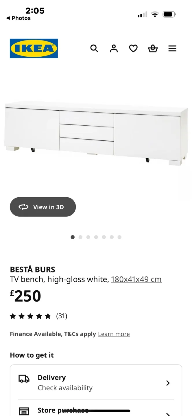 IKEA BESTÅ BURS TV Bench - High Gloss White image indicator(2)
