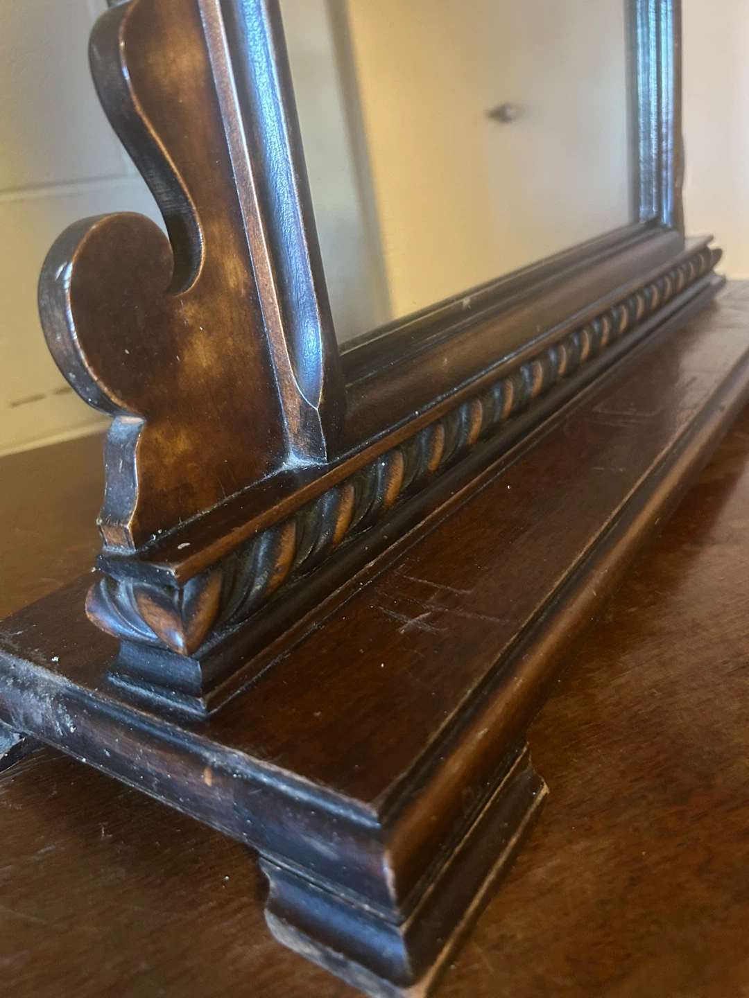 Antique Vanity Mirror - Dark Wood - photo 3