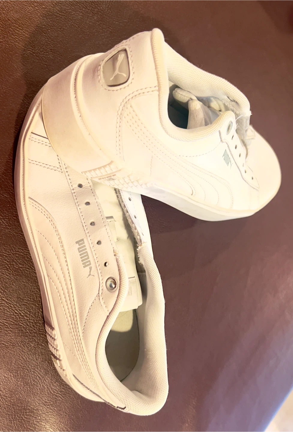 Puma White Leather Sneakers Size 8.5