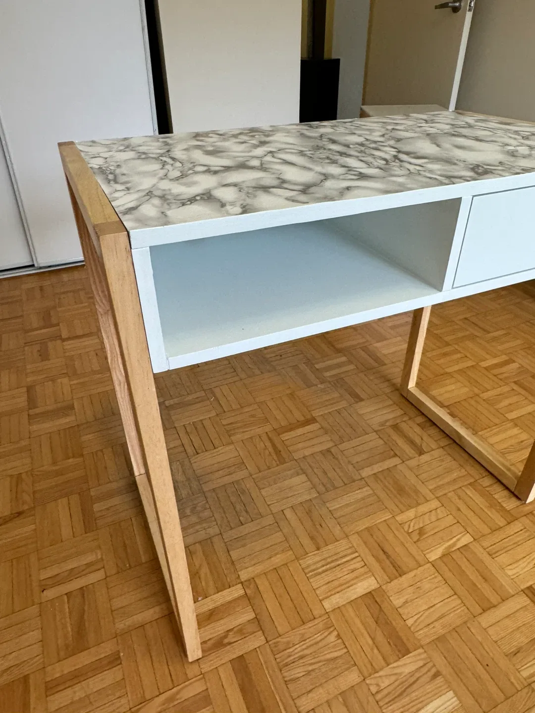 Marble Top Desk - White and Wood image indicator(4)