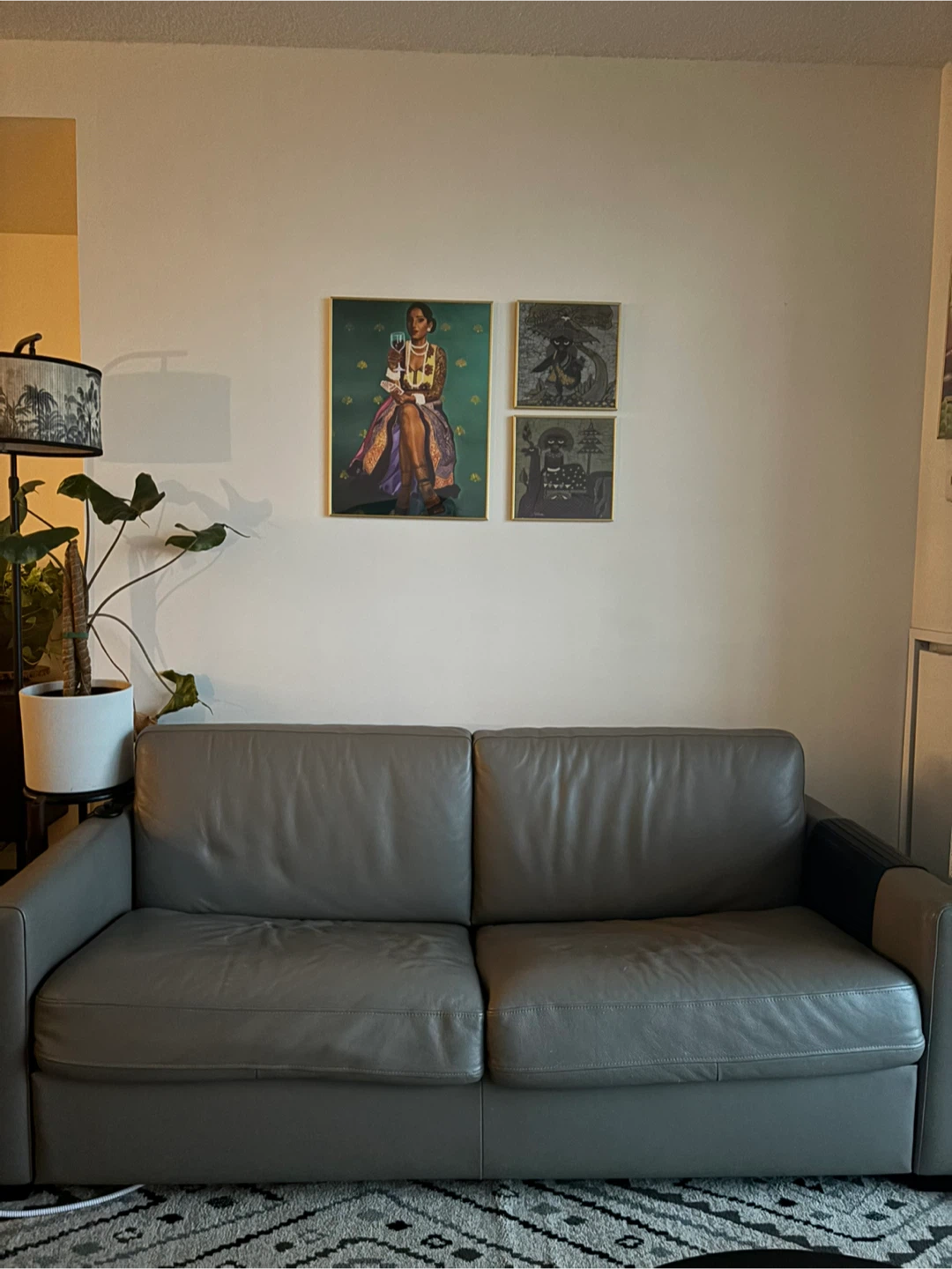 100% Leather Sofa Bed Grey (Please Read Description)