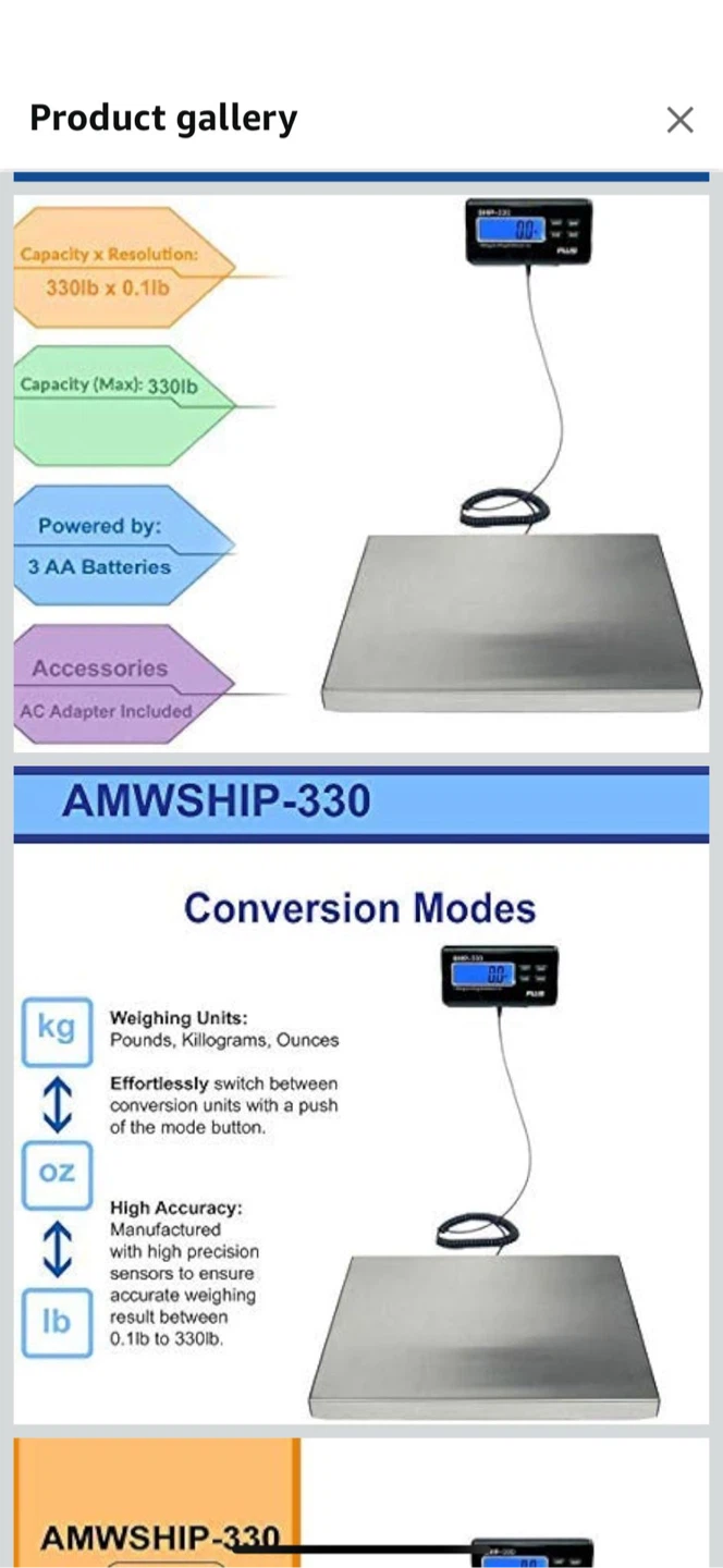 AWS AMW-SHIP330 Digital Postal Scale - photo 3