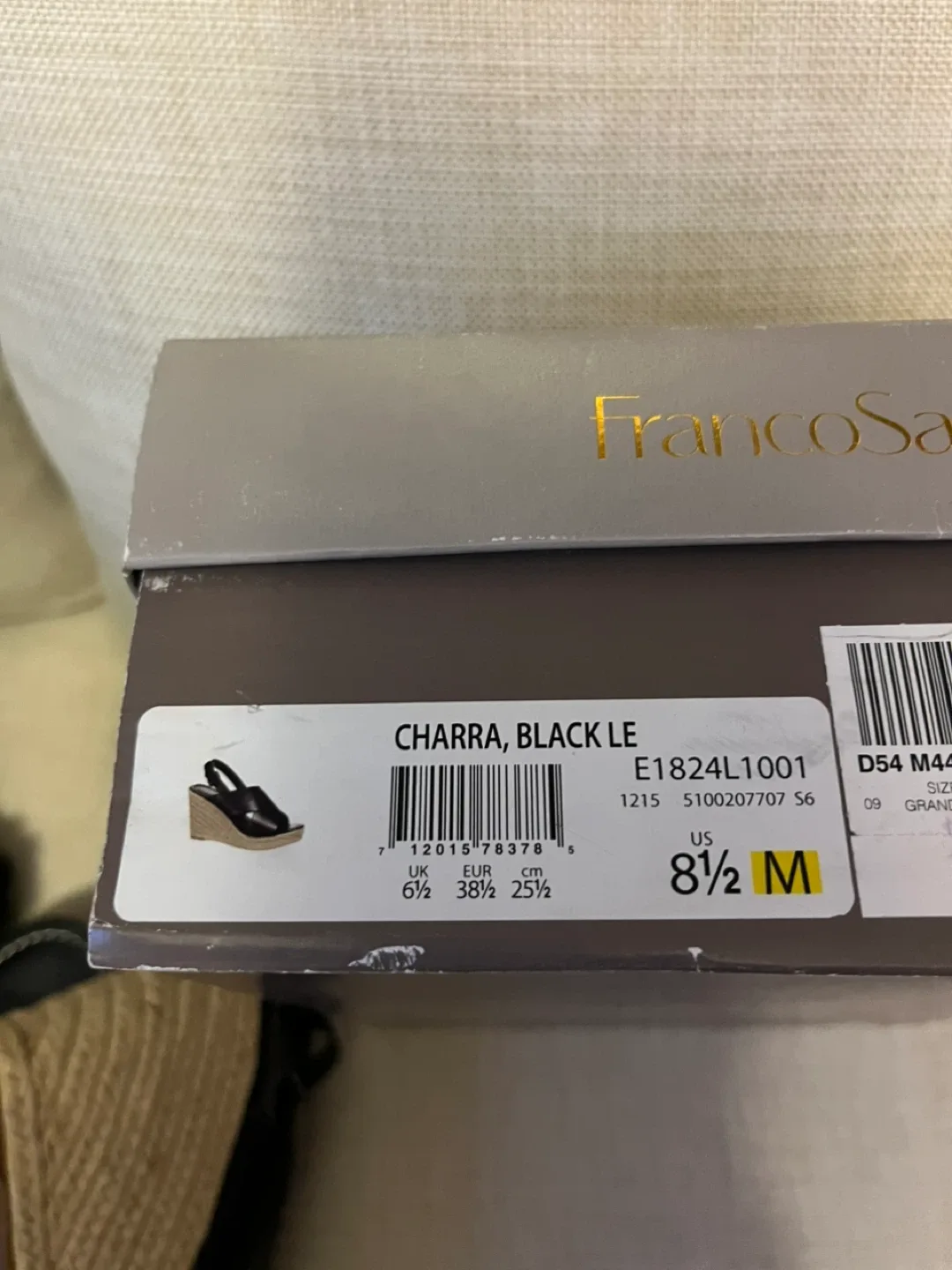 Franco Sarto Black Leather Espadrille Wedges - Size 8 image indicator(6)