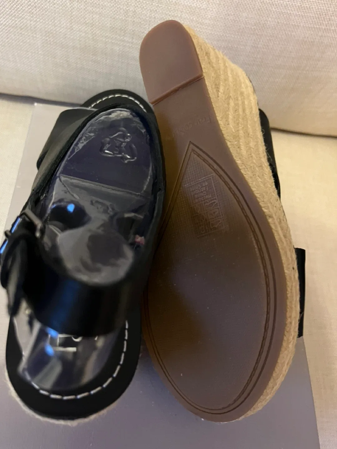 Franco Sarto Black Leather Espadrille Wedges - Size 8 image indicator(4)