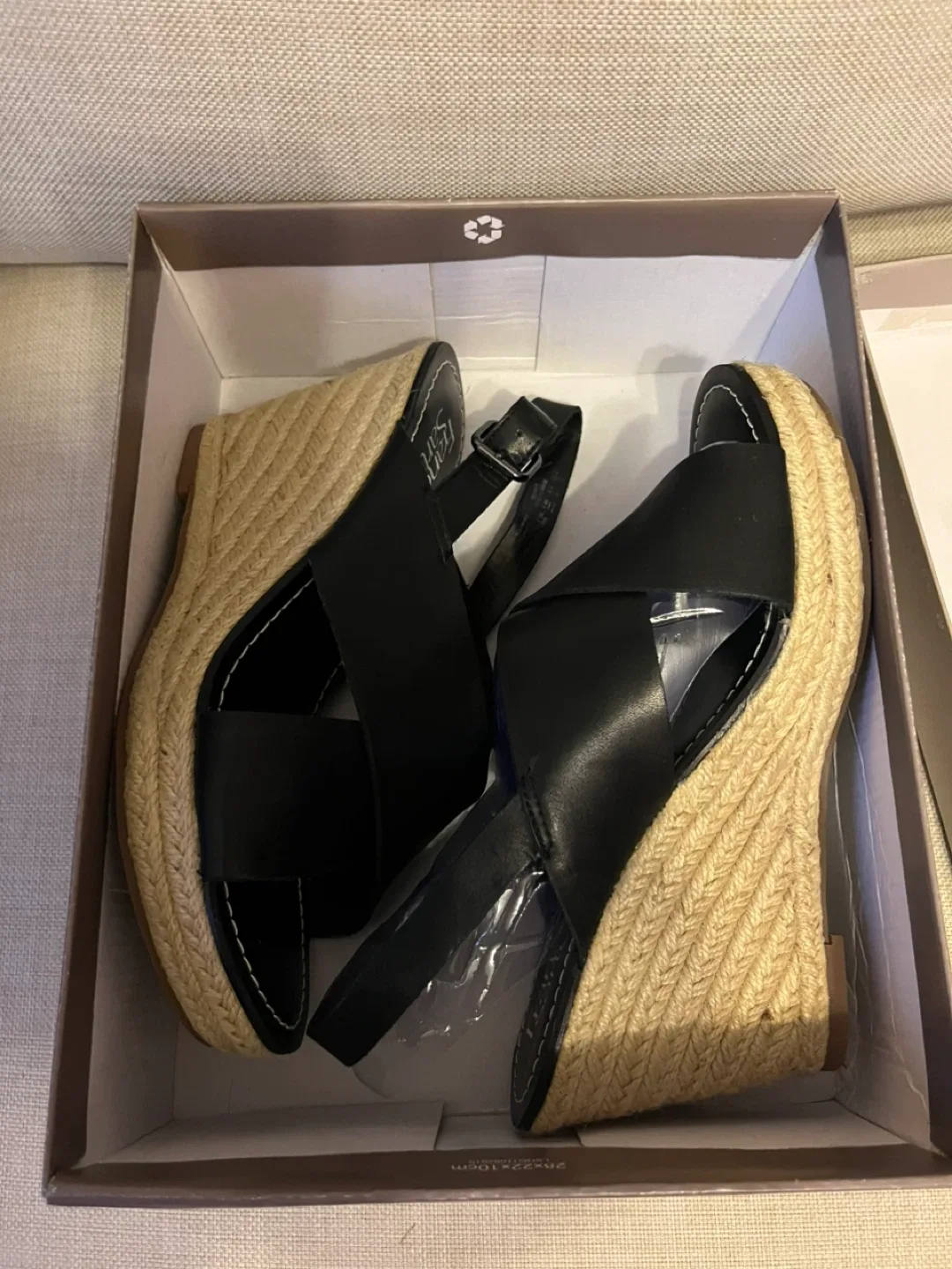 Franco Sarto Black Leather Espadrille Wedges - Size 8 image indicator(5)