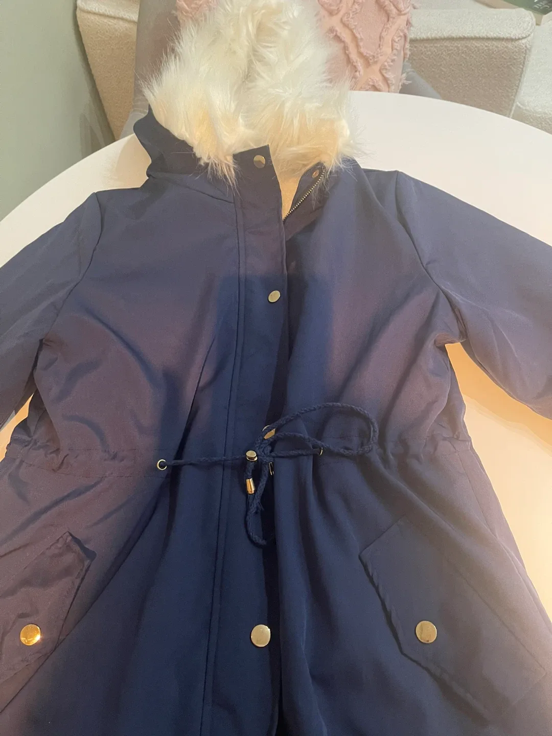 Navy Blue Winter Parka with Faux Fur Hood image indicator(5)