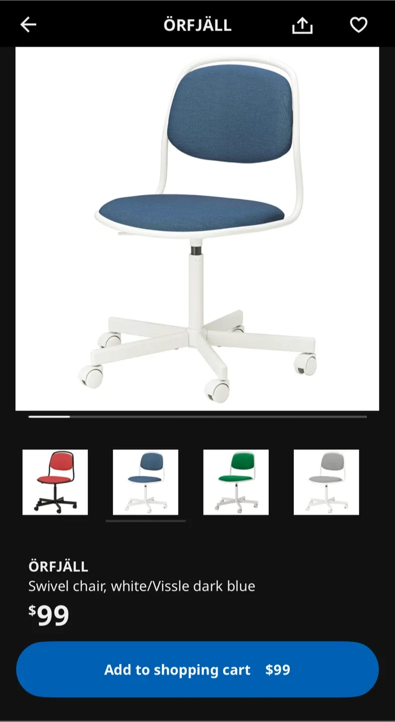 IKEA ÖRFJÄLL Swivel Chair - Dark Blue