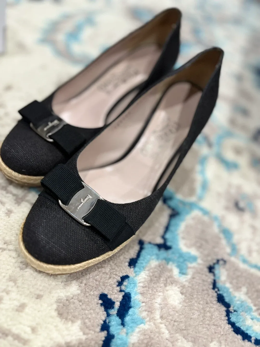 Salvatore Ferragamo Black Espadrille Wedges Size 9 image indicator(2)