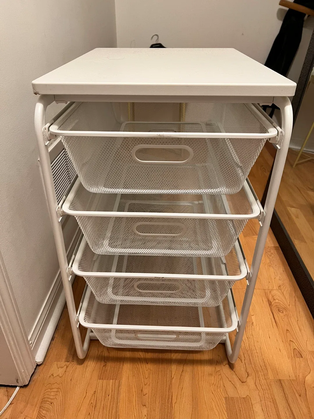 White Metal Storage Cart with Drawers