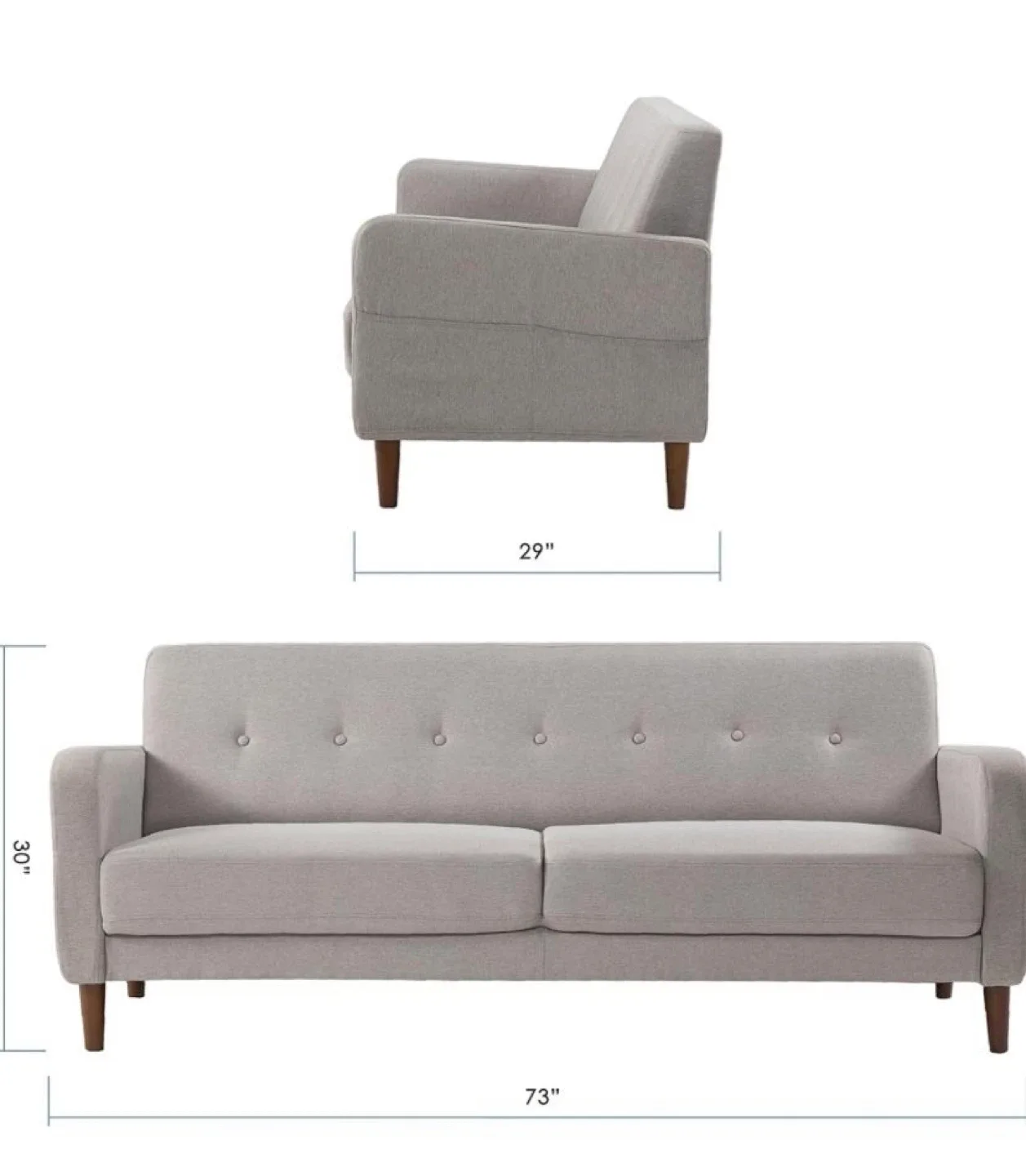 Mellow Adair Mid-Century Modern Loveseat - Light Grey image indicator(3)