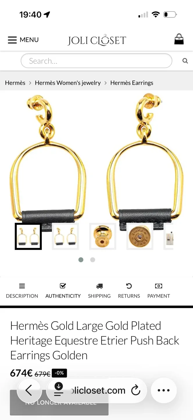 Authentic Hermès Gold Heritage Equestre Etrier Earrings image indicator(3)