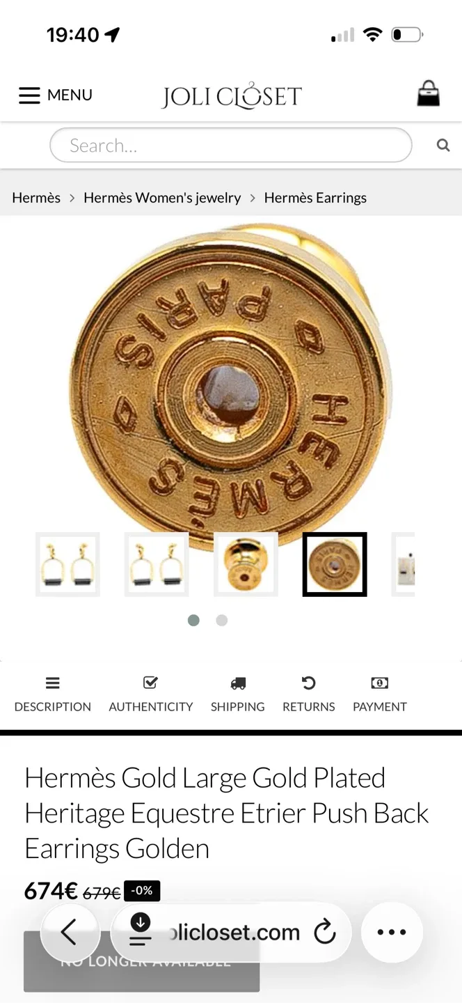 Authentic Hermès Gold Heritage Equestre Etrier Earrings image indicator(4)