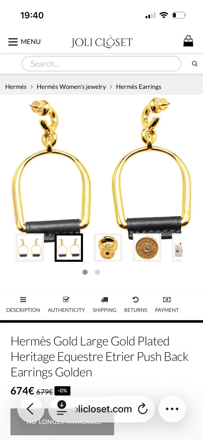 Authentic Hermès Gold Heritage Equestre Etrier Earrings image indicator(5)