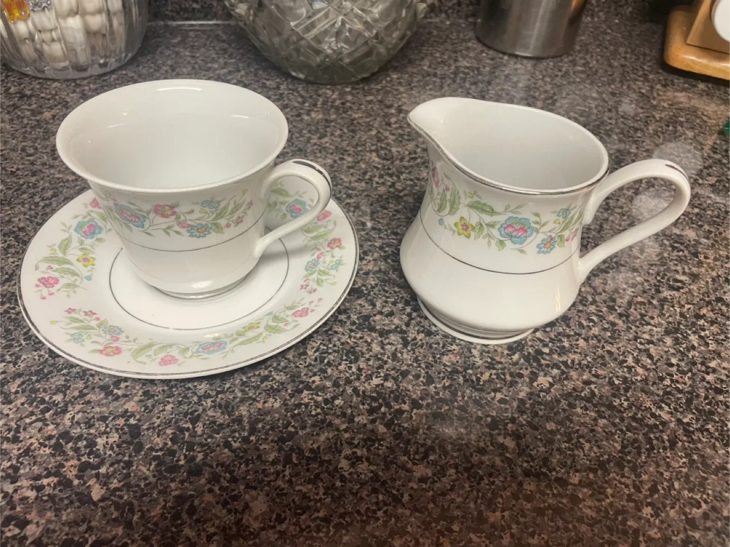Towne House Spring Bouquet Creamer & Cup Set
