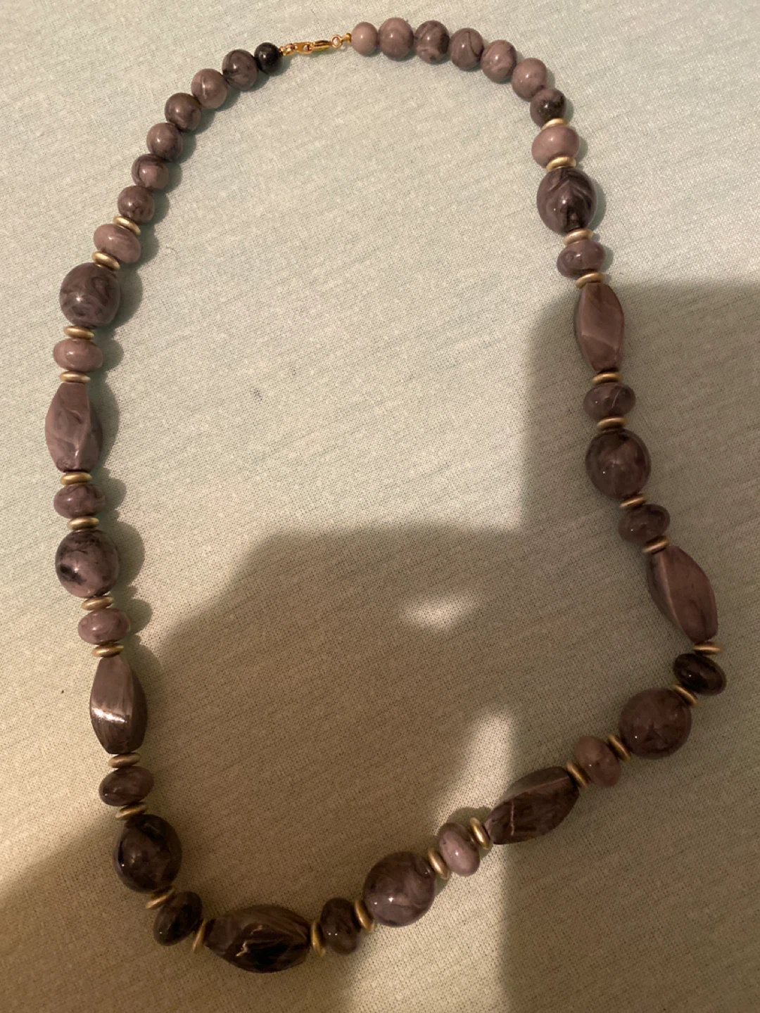 Beaded Necklace - Shades of Grey and Purple
