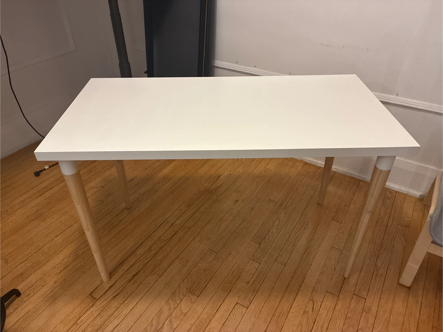 IKEA LINNMON white desk with bamboo HILVER  legs